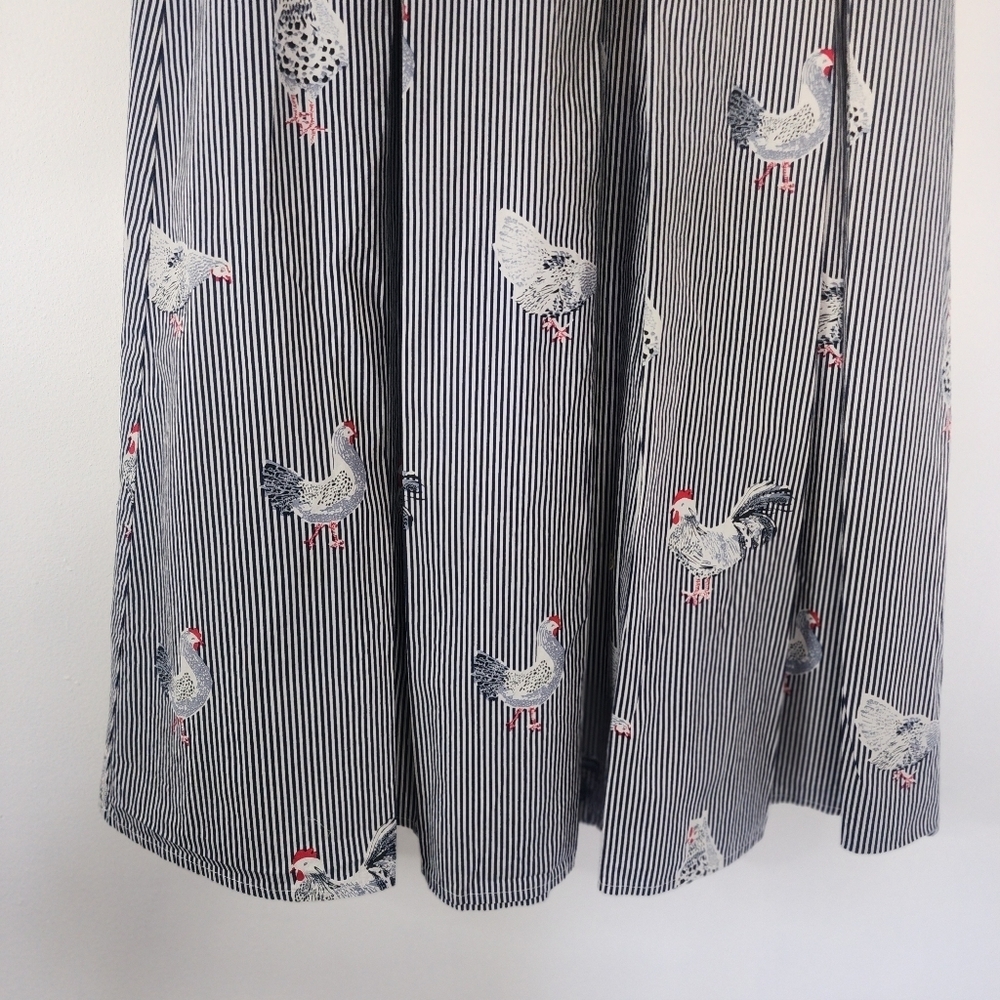 THML Striped Rooster Print Pleated Cotton Skirt - Picture 8 of 11
